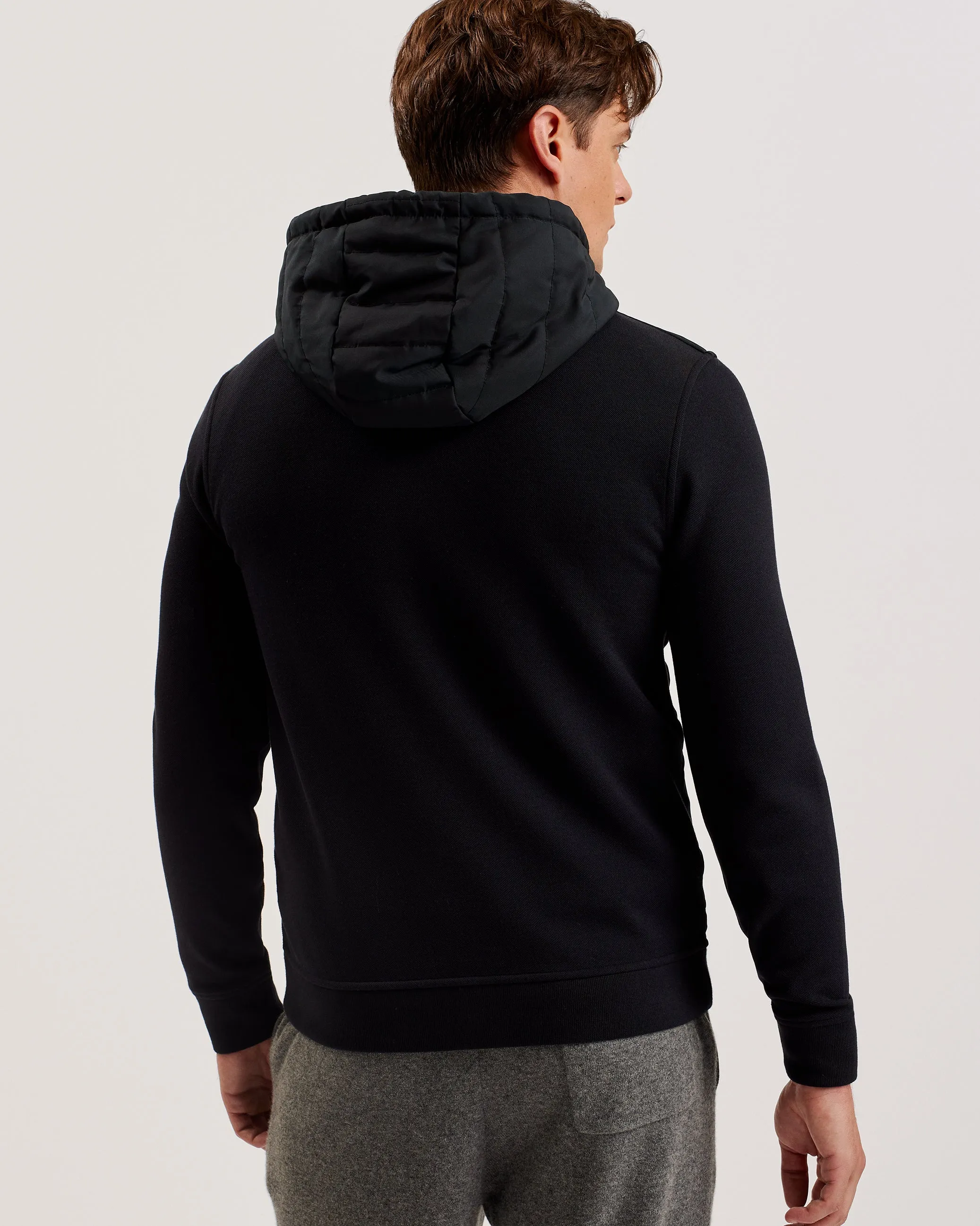 Adburys Regular Quilted Zip Hoodie Black