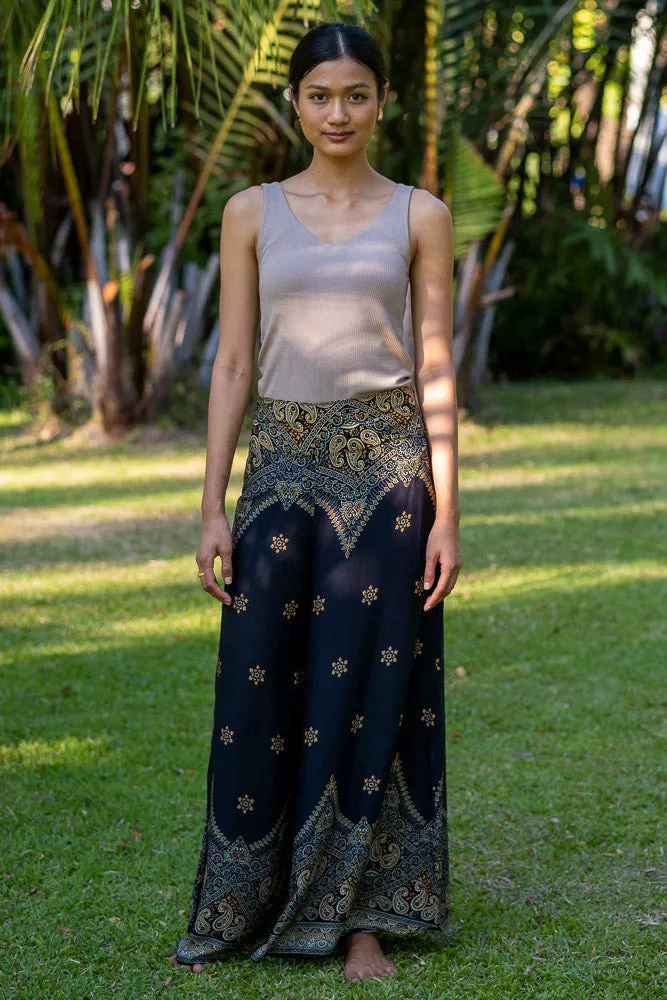 Black Palazzo Star Pants