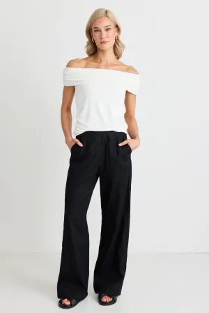 Boardwalk Black Ramie Extended Waist Pants