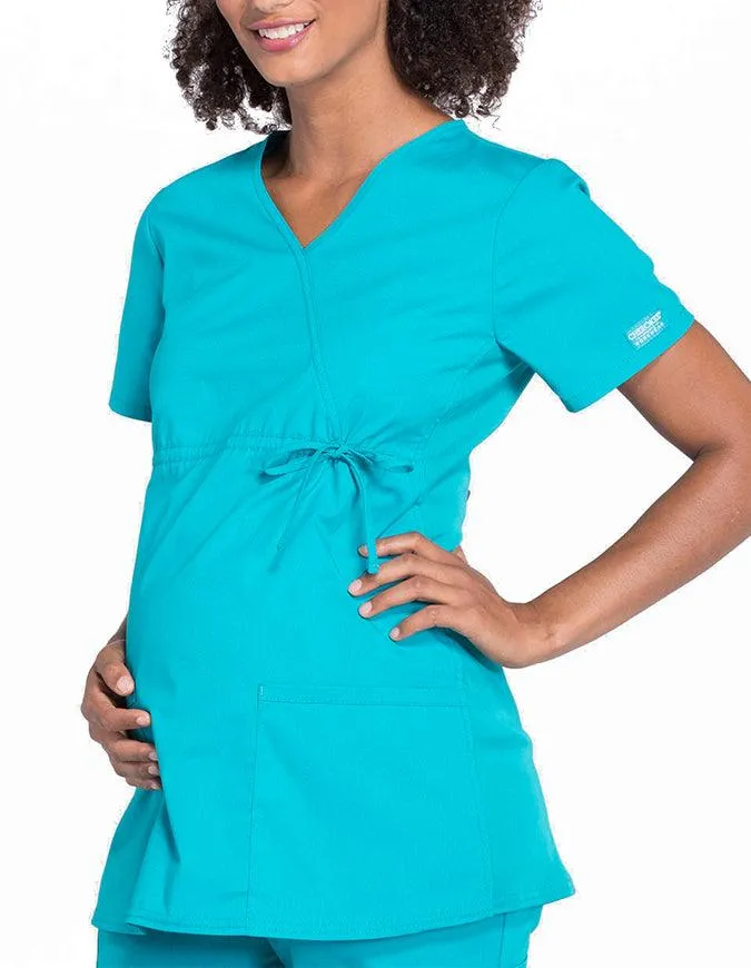 Cherokee Workwear Professionals Women's Maternity Mock Wrap Top