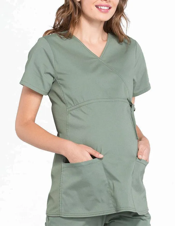 Cherokee Workwear Professionals Women's Maternity Mock Wrap Top