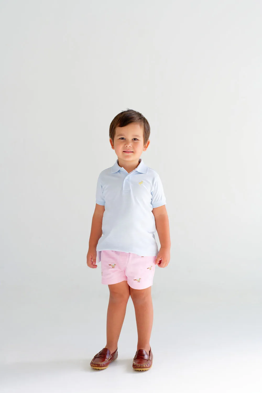 Critter Sheffield Shorts - Palm Beach Pink with Horse Embroidery & Buckhead Blue Stork