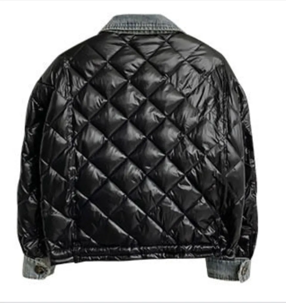 Denim Patch Pocket Quilted Coat