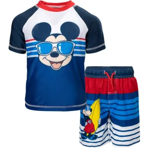 Disney Mickey Mouse Rash Guard and Swim Trunks Outfit Set