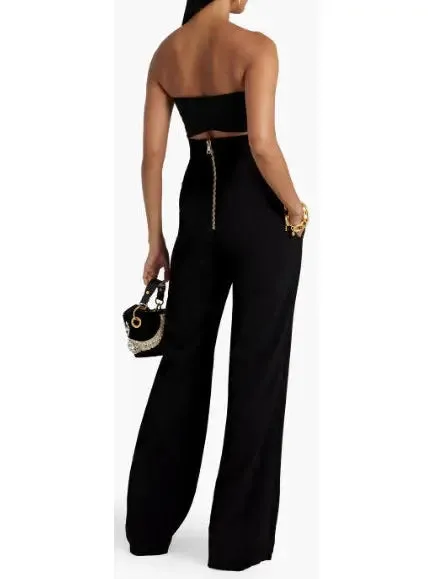 Women’s Button-Embellished Crepe Wide-Leg Pants