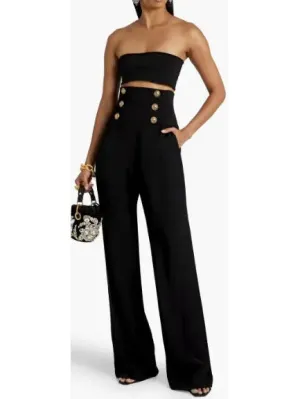 Women’s Button-Embellished Crepe Wide-Leg Pants